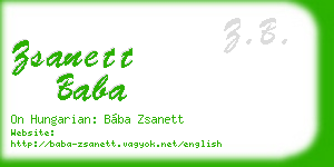 zsanett baba business card
